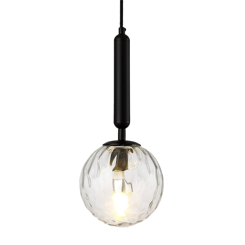 Suspension boule postmoderne noire/dorée avec verre transparent/blanc - Éclairage de chambre à coucher