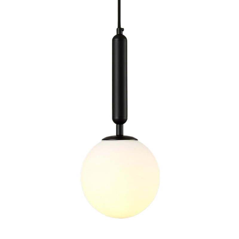 Suspension boule postmoderne noire/dorée avec verre transparent/blanc - Éclairage de chambre à coucher