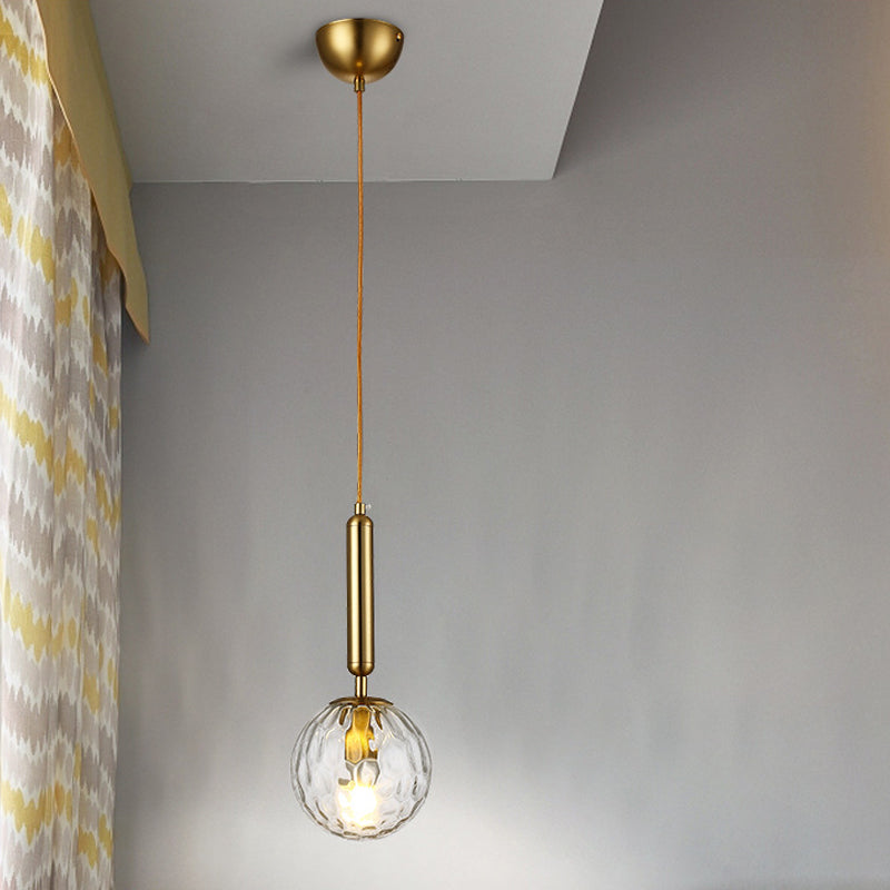 Suspension boule postmoderne noire/dorée avec verre transparent/blanc - Éclairage de chambre à coucher