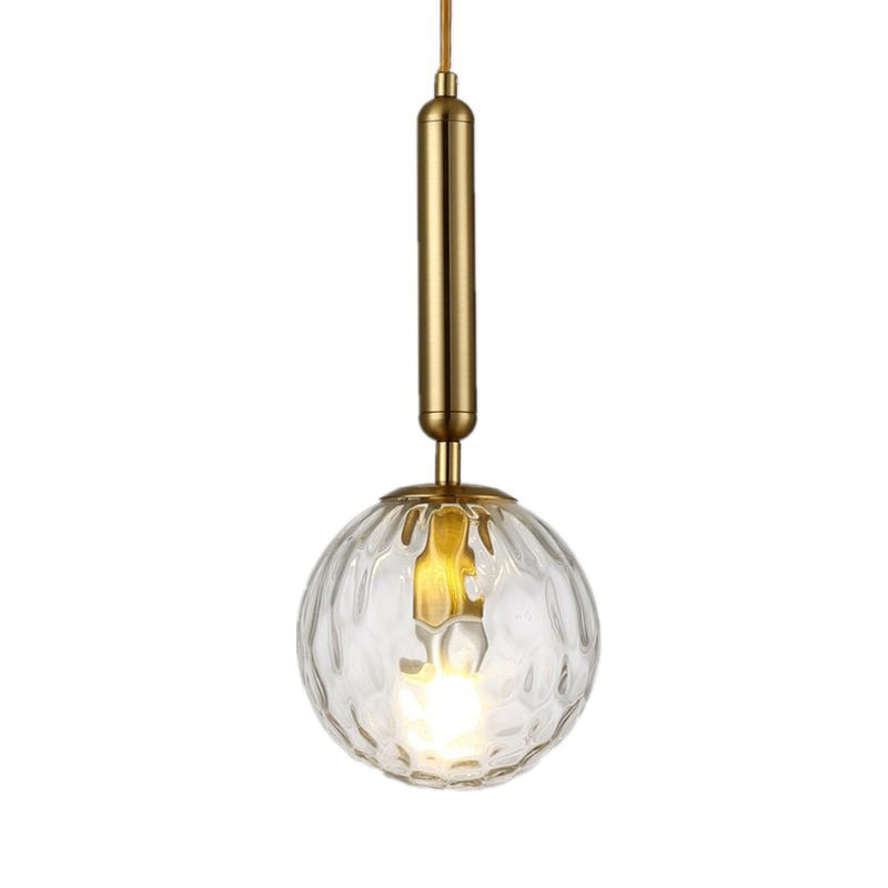 Suspension boule postmoderne noire/dorée avec verre transparent/blanc - Éclairage de chambre à coucher
