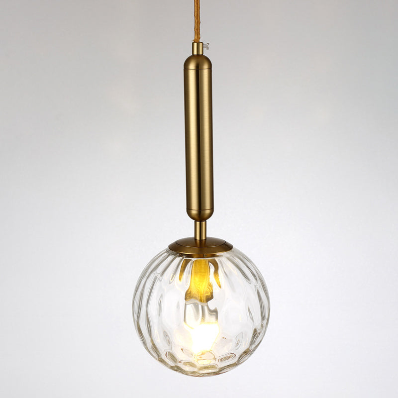 Suspension boule postmoderne noire/dorée avec verre transparent/blanc - Éclairage de chambre à coucher