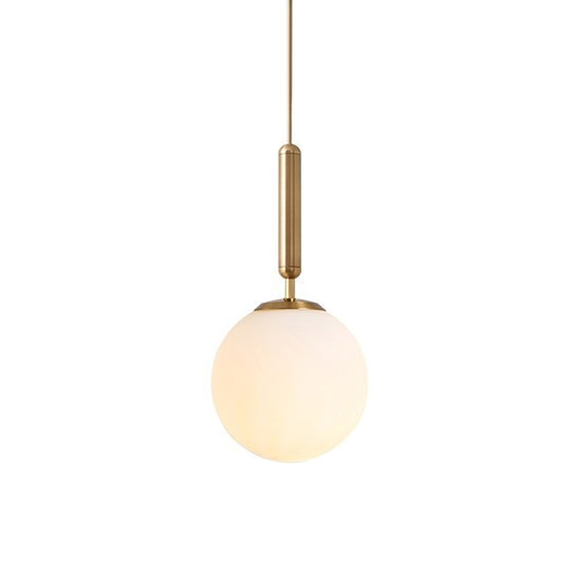 Suspension boule postmoderne noire/dorée avec verre transparent/blanc - Éclairage de chambre à coucher