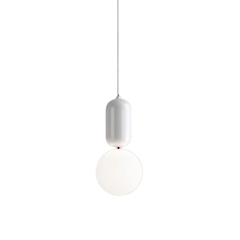 Lampe suspendue postmoderne à 1 ampoule avec abat-jour en verre à boule laiteuse - Blanc/doré, 6"/8"/12" de diamètre