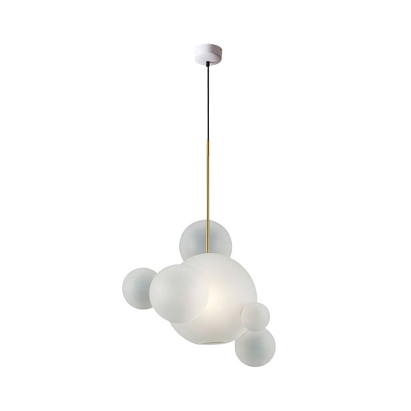 Valentina - Lampe suspendue moderne à bulles Lampe suspendue moderne à 5 ampoules en verre blanc soufflé à la bouche pour café