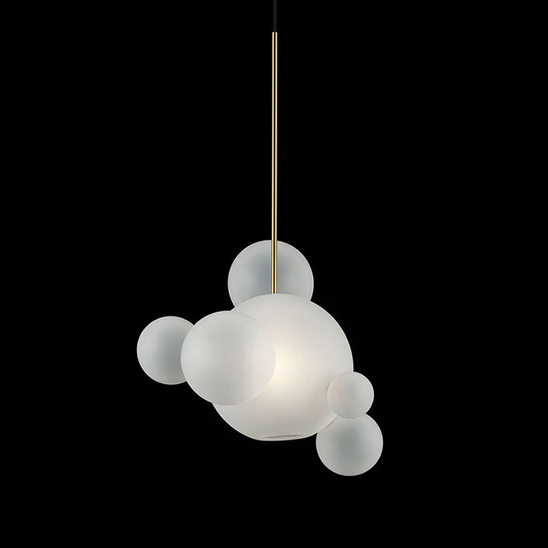 Valentina - Lampe suspendue moderne à bulles Lampe suspendue moderne à 5 ampoules en verre blanc soufflé à la bouche pour café