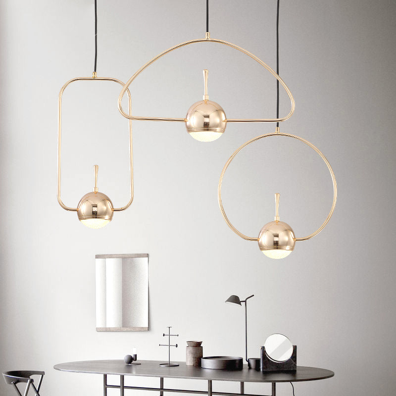 Rose Gold LED Pendant Light with Minimalist Design and Acrylic Dome Shade - Round/Triangle/Rectangle Shape