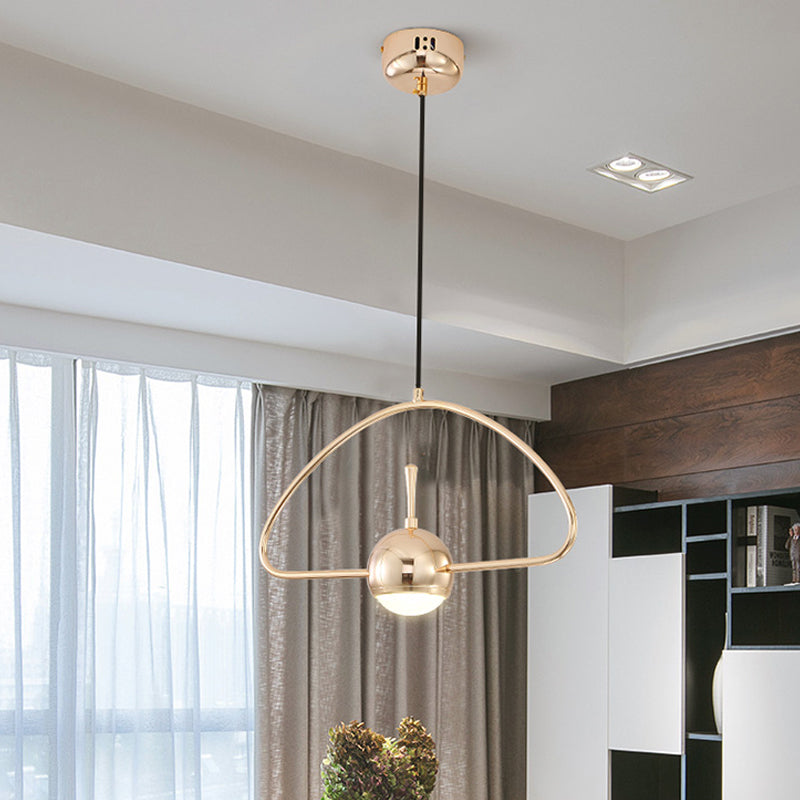 Modern Led Pendant Ceiling Light In Rose Gold Round/Triangle/Rectangle Shape With Acrylic Dome Shade