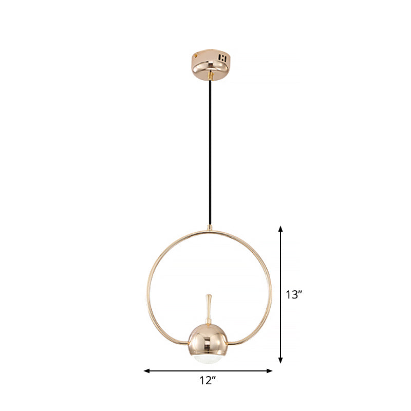 Rose Gold LED Pendant Light with Minimalist Design and Acrylic Dome Shade - Round/Triangle/Rectangle Shape