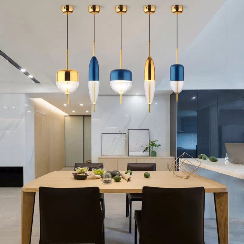 Postmodern 1-Light Blue Jar Pendant Ceiling Light with Clear Glass Shade