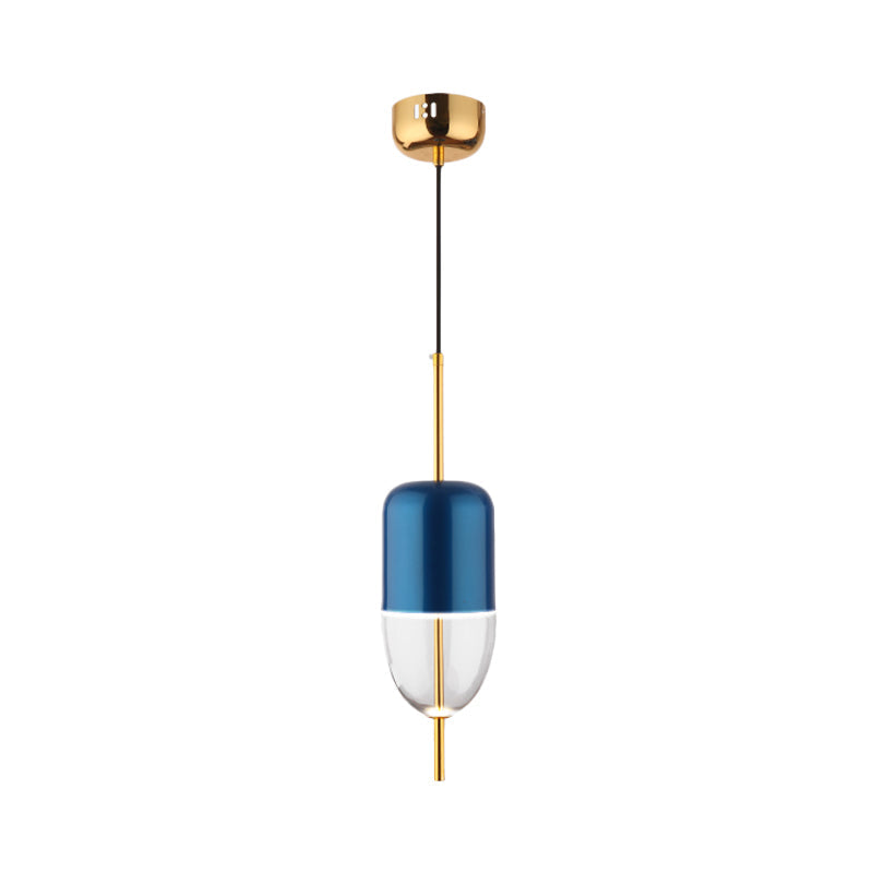 Postmodern 1-Light Blue Jar Pendant Ceiling Light with Clear Glass Shade