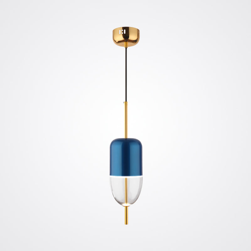 Postmodern 1-Light Blue Jar Pendant Ceiling Light with Clear Glass Shade