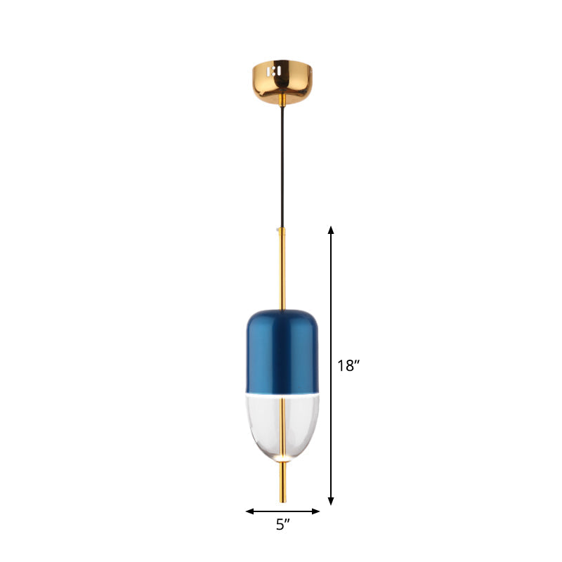 Postmodern 1-Light Blue Jar Pendant Ceiling Light with Clear Glass Shade