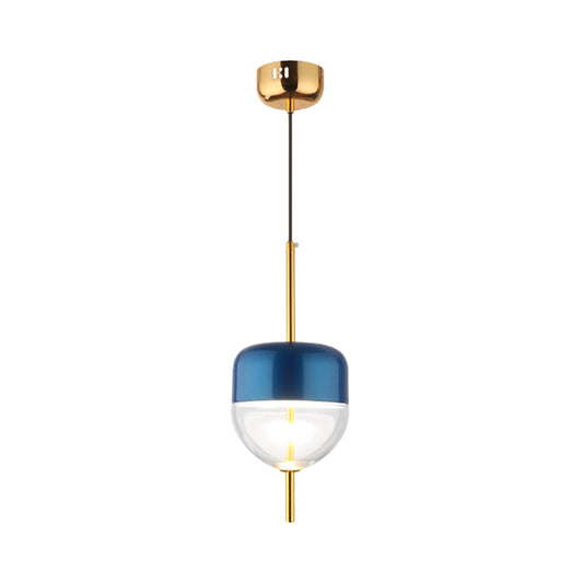 Postmodern 1-Light Blue Jar Pendant Ceiling Light with Clear Glass Shade