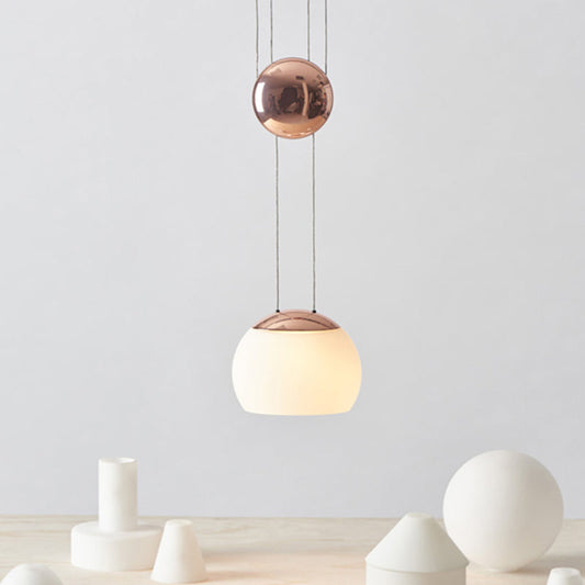 Frosted Glass Pendant Light Kit - Postmodern Rose Gold/Gold Ceiling Hang Light