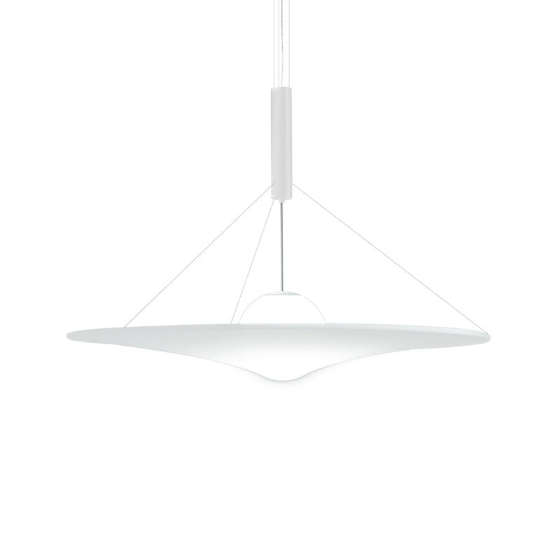 Trumpet Flared Pendant Light Fixture - Designer Cream Ball Glass - White Suspension Light