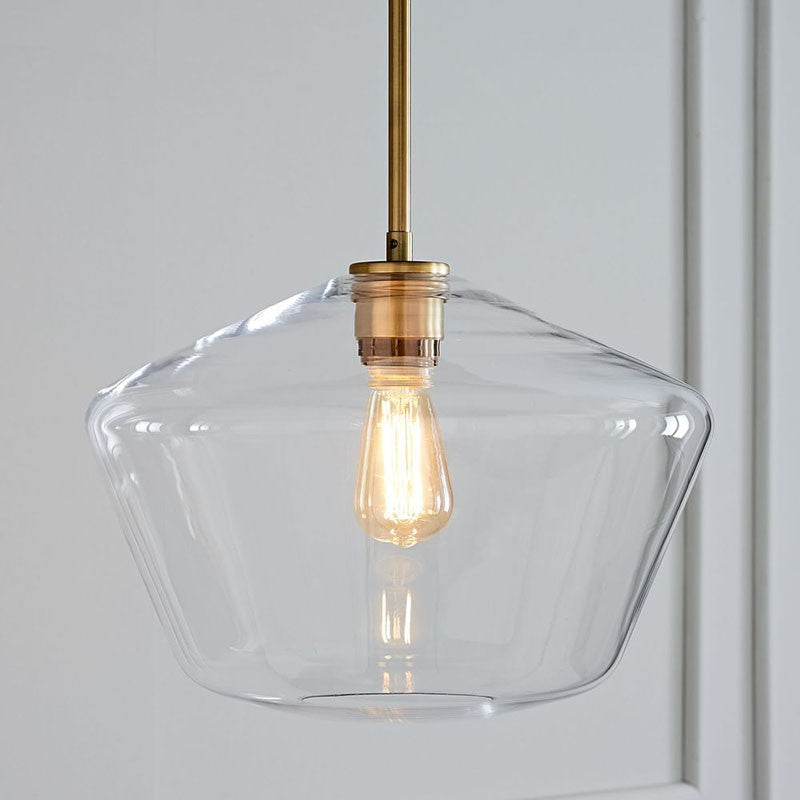 Postmodern Gold Pendant Light: Clear Glass, Restaurant Hanging Ceiling Fixture