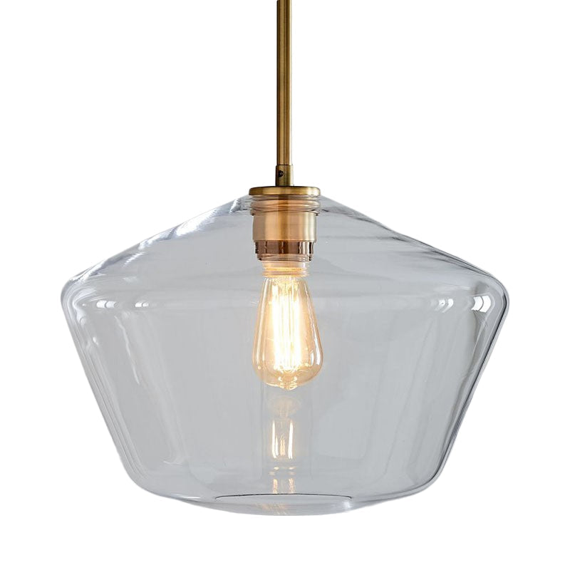 Postmodern Gold Pendant Light: Clear Glass, Restaurant Hanging Ceiling Fixture