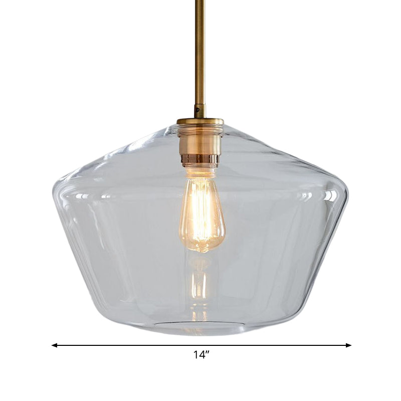 Postmodern Gold Pendant Light: Clear Glass, Restaurant Hanging Ceiling Fixture