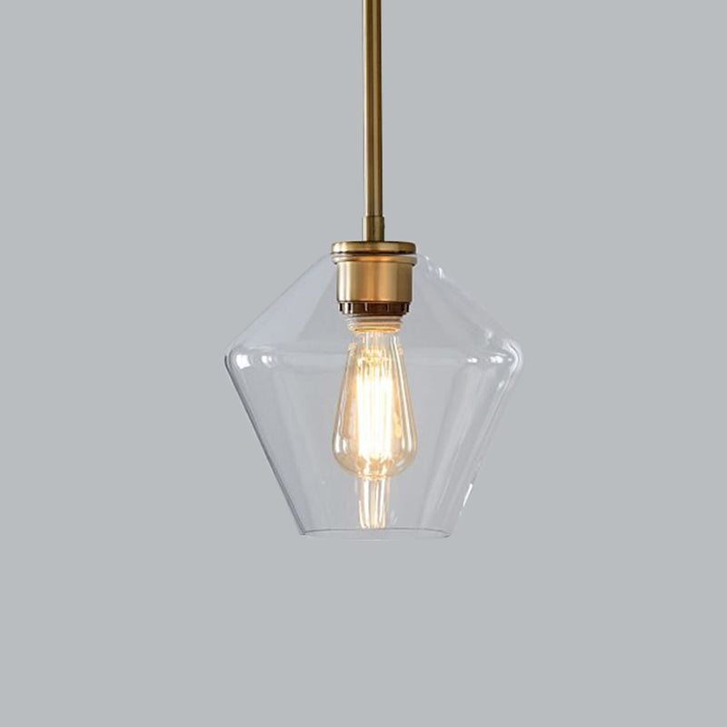 Postmodern Gold Pendant Light: Clear Glass, Restaurant Hanging Ceiling Fixture