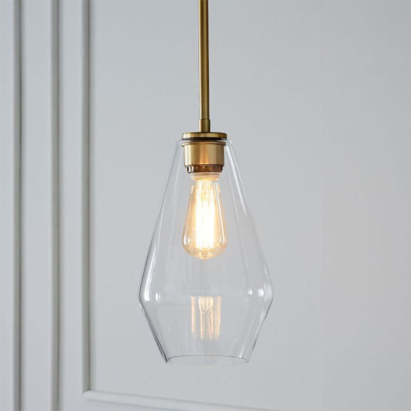 Postmodern Gold Pendant Light: Clear Glass, Restaurant Hanging Ceiling Fixture