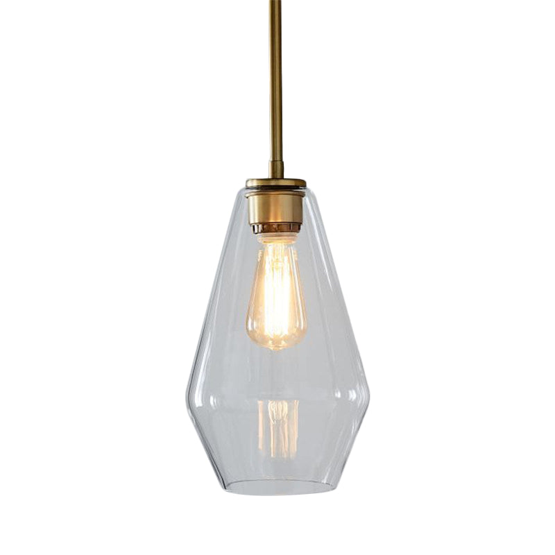 Postmodern Gold Pendant Light: Clear Glass, Restaurant Hanging Ceiling Fixture