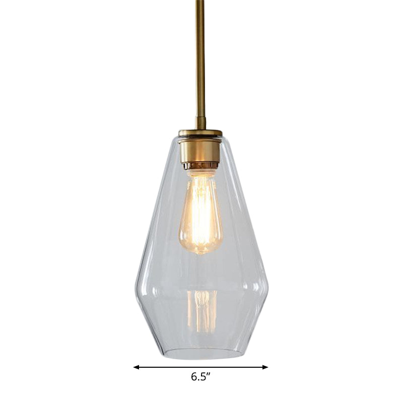 Postmodern Gold Pendant Light: Clear Glass, Restaurant Hanging Ceiling Fixture