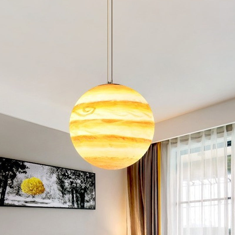 Kids Sphere Pendulum Hanging Lamp - Light Blue/Yellow Glass Single-Bulb Bedroom 8/12/16 Dia Yellow /