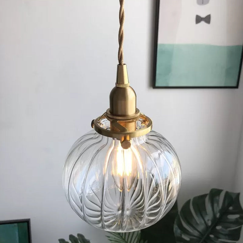Modern Brass Elliptical Pendant Lamp with Blue/Clear/Green Glass - Ideal for Dining Room Ceiling