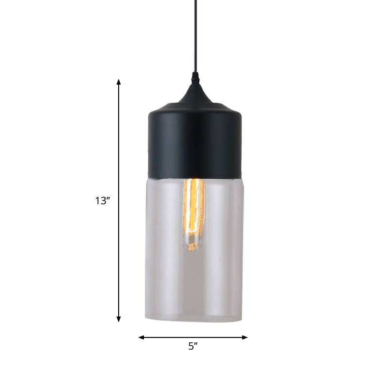 Modern Black Pendant Lamp with Clear Glass Shade - Ideal for Restaurants (1 Light)