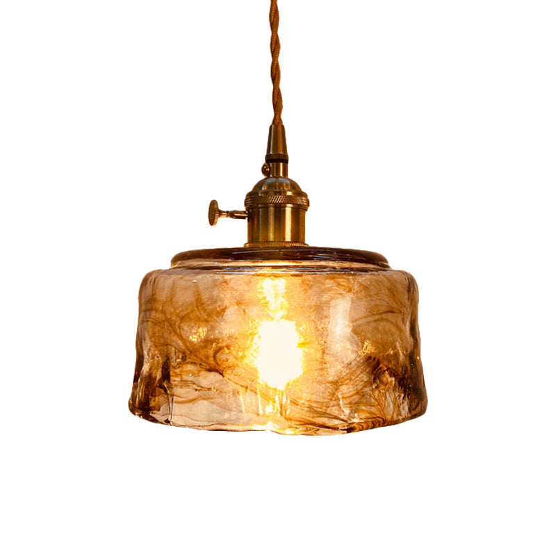 Modern Hanging Pendant Light with Amber Alabaster Glass and Brass Down Lighting for Dining Room - Trapezoid/Cone/Cuboid Design