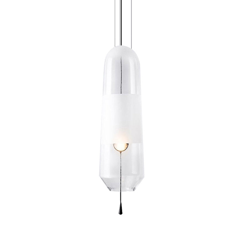 Modern Black Hanging Pendant with Clear/Smoke/Amber Glass Shade - Bedroom Down Lighting