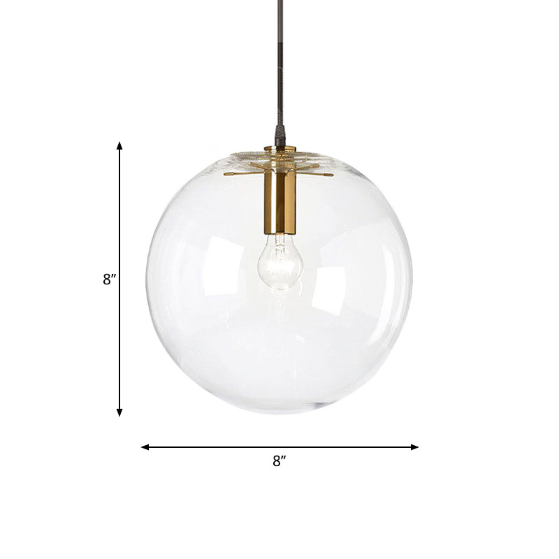 Lampe de plafond à suspension en forme de boule à bulles en laiton minimaliste - Verre transparent, 1 ampoule, 8"/12" de diamètre
