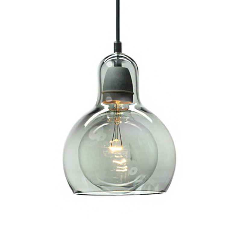 Postmodern Single Kitchen Pendant Lamp with Clear/Smoke Grey/Amber Glass Shade, 7" W