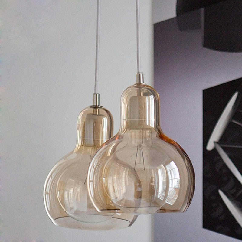 Postmodern Single Kitchen Pendant Lamp with Clear/Smoke Grey/Amber Glass Shade, 7" W