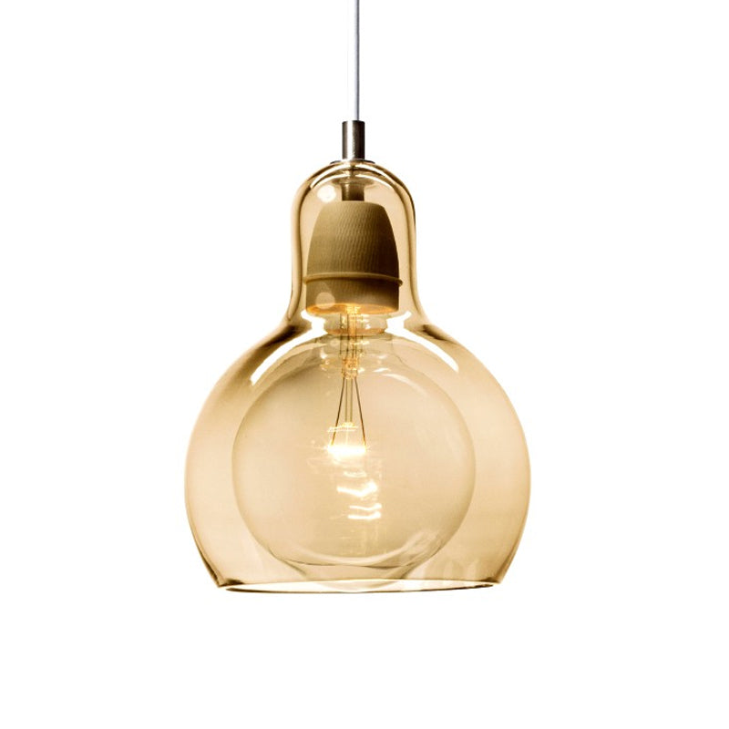 Postmodern Single Kitchen Pendant Lamp with Clear/Smoke Grey/Amber Glass Shade, 7" W