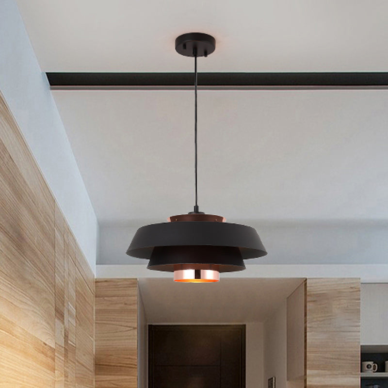 Modern 3-Tier Metal Round Hanging Pendant LED Ceiling Light in Black/White and Rose Gold