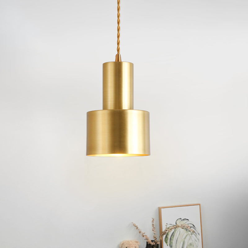 Postmodern Gold Conical/Hoop/Grenade Hanging Lamp - 1-Light Metal/Clear Glass Suspension Pendant for Restaurants