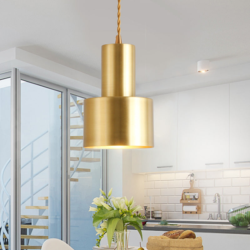 Postmodern Gold Conical/Hoop/Grenade Hanging Lamp - 1-Light Metal/Clear Glass Suspension Pendant for Restaurants