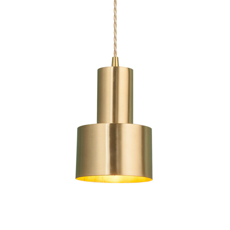 Postmodern Gold Conical/Hoop/Grenade Hanging Lamp - 1-Light Metal/Clear Glass Suspension Pendant for Restaurants
