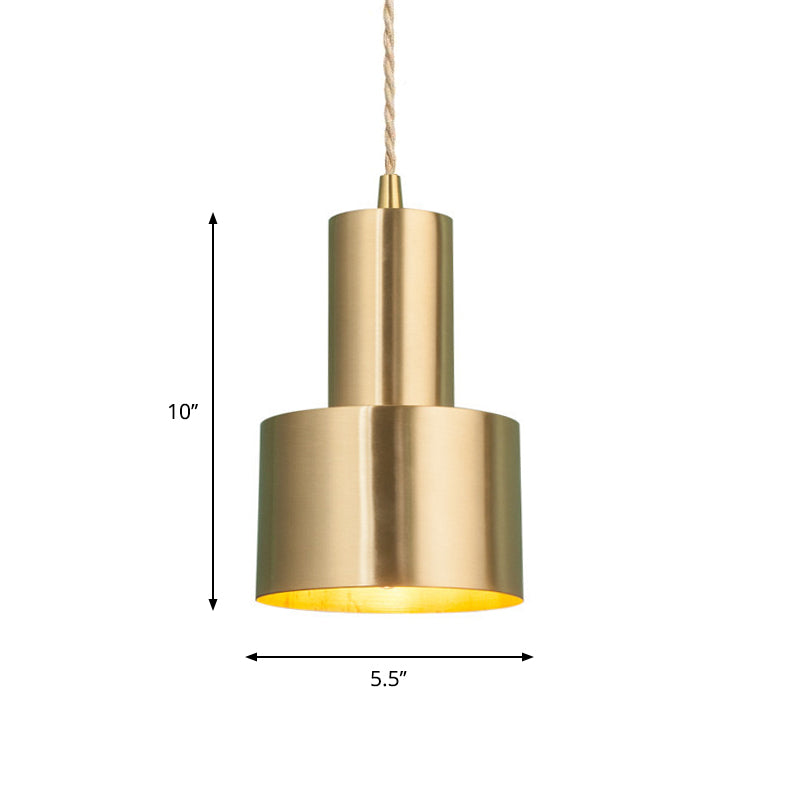 Postmodern Gold Conical/Hoop/Grenade Hanging Lamp - 1-Light Metal/Clear Glass Suspension Pendant for Restaurants