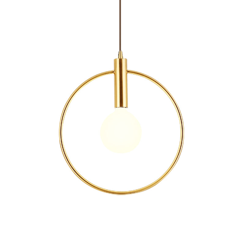 Postmodern Gold Conical/Hoop/Grenade Hanging Lamp - 1-Light Metal/Clear Glass Suspension Pendant for Restaurants