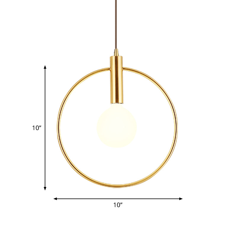 Postmodern Gold Conical/Hoop/Grenade Hanging Lamp - 1-Light Metal/Clear Glass Suspension Pendant for Restaurants