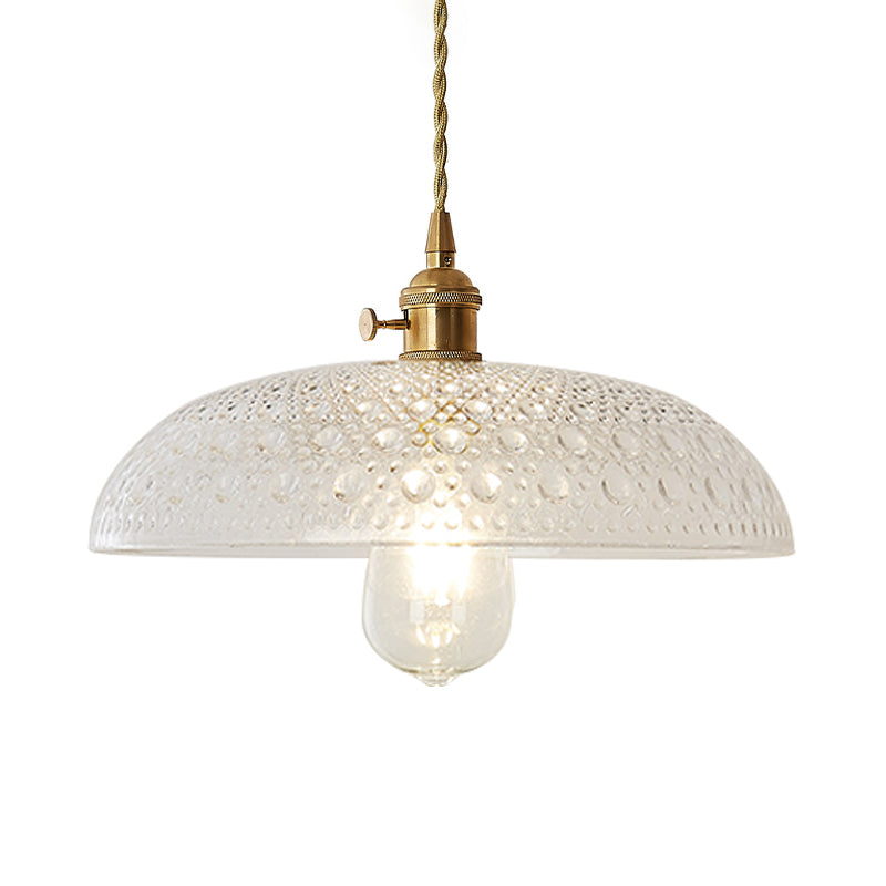 Kit de lampe suspendue post-moderne dorée avec 1 tête, design floral/bol/cône et abat-jour en verre givré/transparent