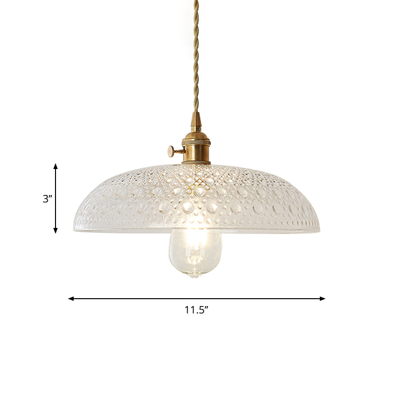 Kit de lampe suspendue post-moderne dorée avec 1 tête, design floral/bol/cône et abat-jour en verre givré/transparent