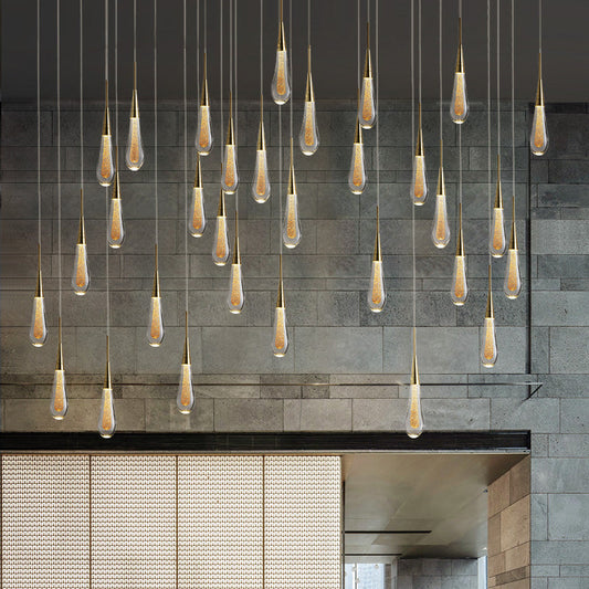 Modern Gold Drop Pendant with Clear Crystal – Stylish 1-Light Ceiling Lamp for Dining Room