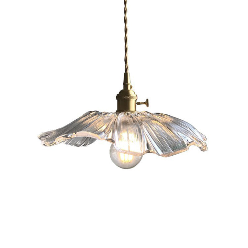 Lampe suspendue moderne en verre violet/transparent - 1 lampe suspendue en laiton pour table à manger