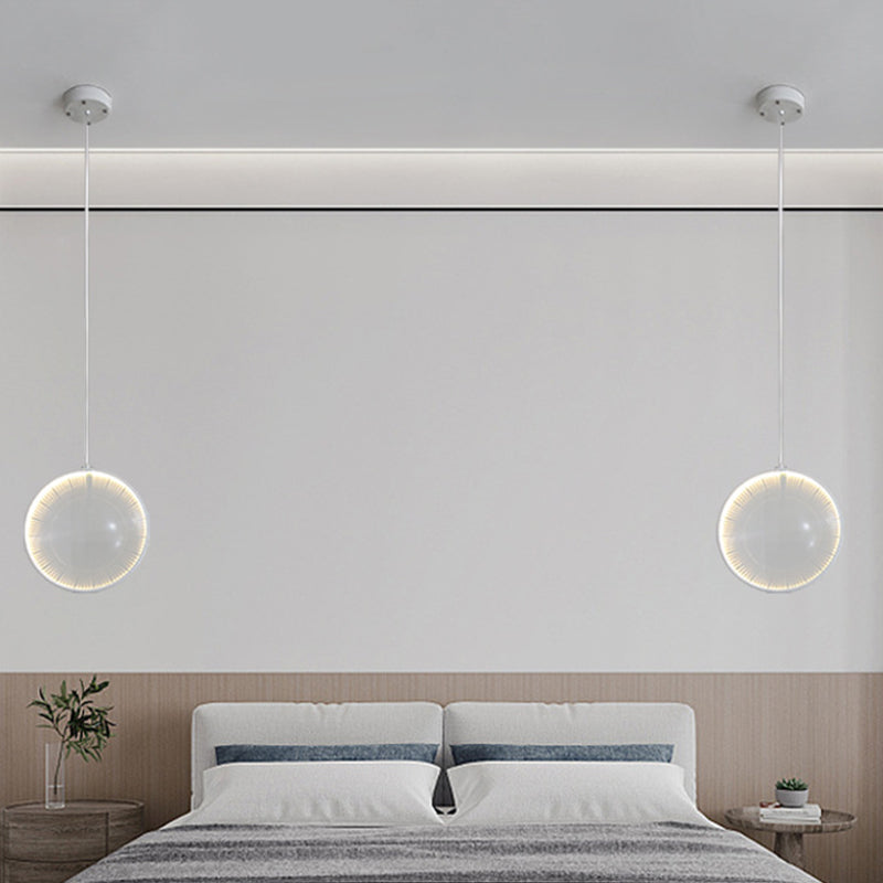 Lampe à pendule à lentille en verre blanc - Simplicité, 8"/10"/12" de large, 1 ampoule, suspension pour chambre à coucher