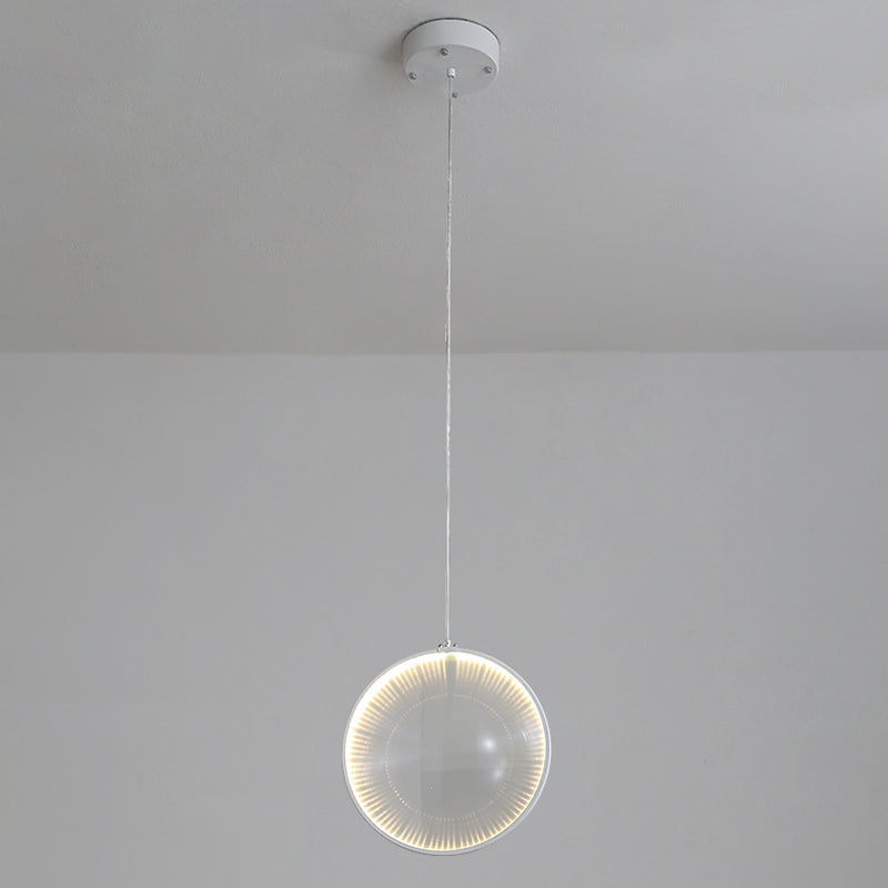 Lampe à pendule à lentille en verre blanc - Simplicité, 8"/10"/12" de large, 1 ampoule, suspension pour chambre à coucher