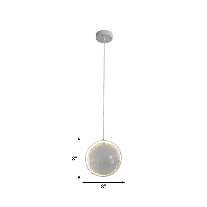 Lampe à pendule à lentille en verre blanc - Simplicité, 8"/10"/12" de large, 1 ampoule, suspension pour chambre à coucher
