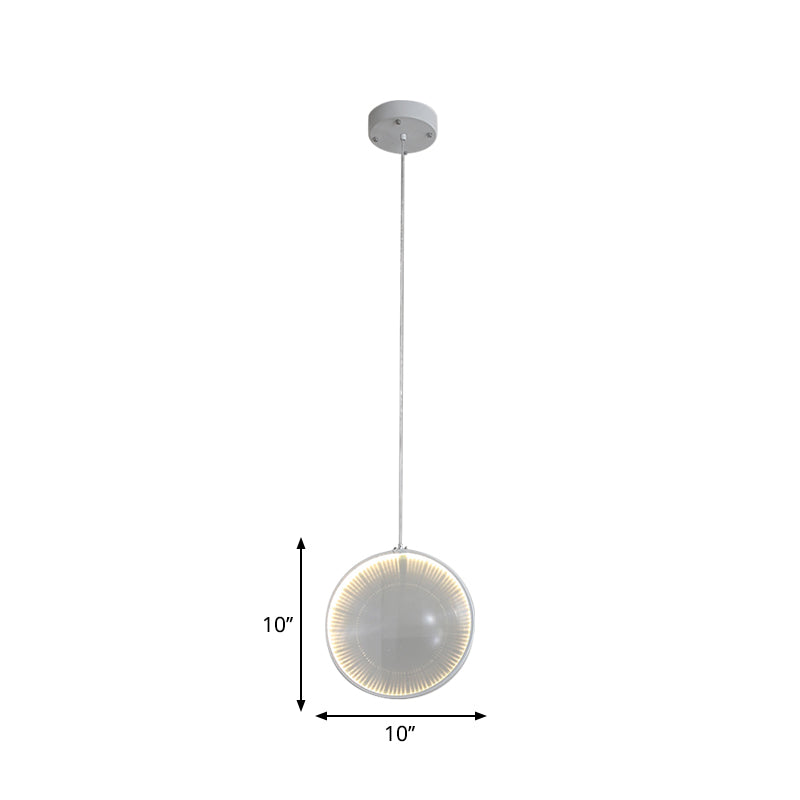 Lampe à pendule à lentille en verre blanc - Simplicité, 8"/10"/12" de large, 1 ampoule, suspension pour chambre à coucher